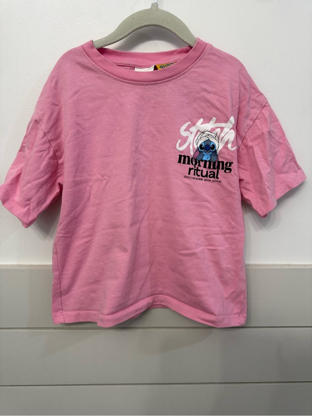Zara Pink Graphic 'Morning Ritual' Short Sleeve Tee